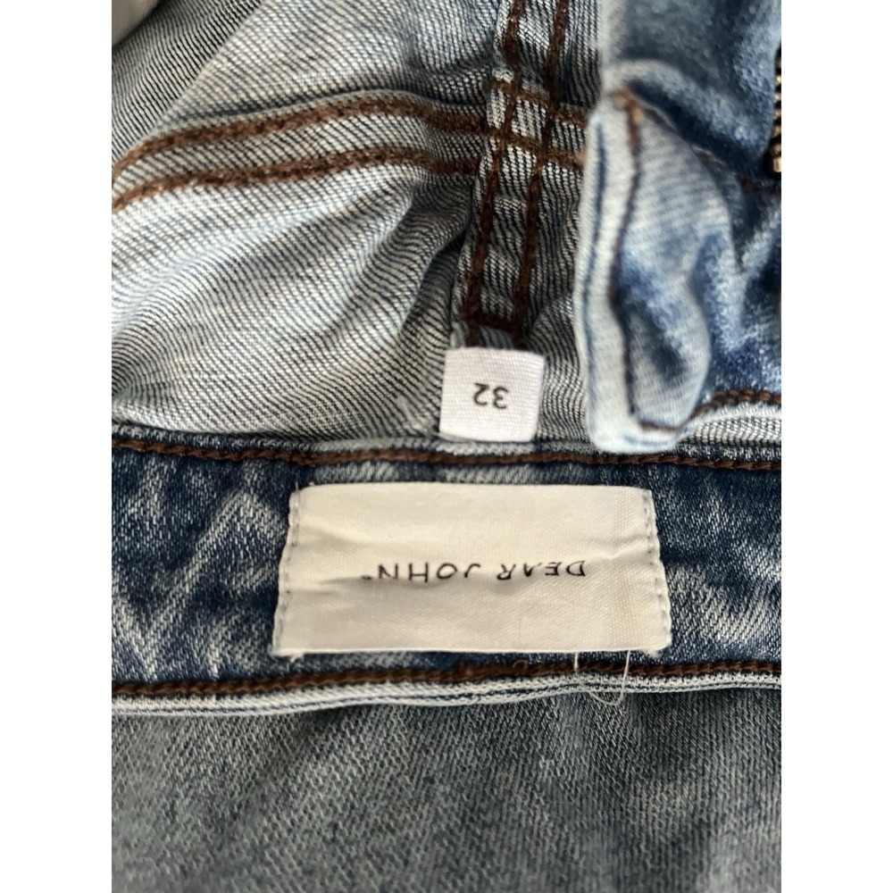Dear John Blaire Straight Leg Jeans Size 32 Distressed 34x26 Blue Denim Crop 647 - Picture 6 of 7